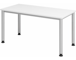 HILO 614 S | Bureau - Tafelhoogte I In hoogte verstelbaar 140 x 67 Wit/Zilver