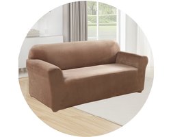 Hilvard - Bankhoes 3 zitsbanken - (185 - 230 cm) - Zand - Velvet - Stretch - Bankbeschermer - Meubelhoes - Tegen beschadigingen en vlekken - Zetelhoes - Zetelovertrek