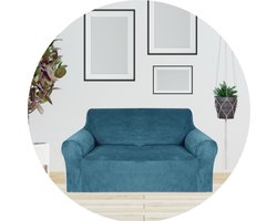 Hilvard - Bankhoes Stretch 2 zitsbanken - Zetelhoes - Bankbeschermer - Sofa Cover - Zetelbeschermer Huisdieren - Bank hoes - Wasbaar - Groen Blauw Turquoise