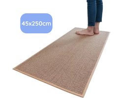 Hilvard Keukenloper - Tapijt - 45 x 250 cm - Beige - Keukenmat - Anti Slip - Beschermend - Stevig - Wasbaar