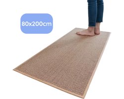 Hilvard Keukenloper - Tapijt - 80 x 200 cm - Beige - Keukenmat - Anti Slip - Beschermend - Stevig - Wasbaar
