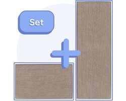 Hilvard - Keukenloper - Tapijt - Grijs Beige - Set van 2 stuks - 45 x 150 cm - 45 x 70 cm - Keukenmat - Anti Slip - Beschermend - Stevig - Wasbaar