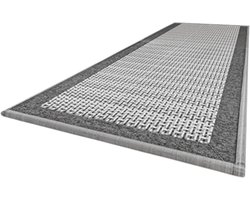 Hilvard - Keukenloper - Wasbaar - 150 x 50 cm - Zwart Grijs - Antislip - Keukenmat - Beschermend - Stevig - Tapijt