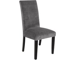 Hilvard Stoelhoes - Stoelhoezen eetkamerstoelen - Velvet - Stretch - Grijs