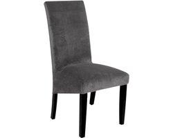 Hilvard Stoelhoes - Stoelhoezen eetkamerstoelen - Velvet - Stretch - Grijs - XL-formaat