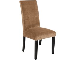 Hilvard Stoelhoes - Stoelhoezen eetkamerstoelen - Velvet - Stretch - Zand
