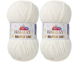 Himalaya Dolphin Baby -(2 stuks)-80301 Wit - Dolfijn Breien Gehaakte Garen 100g - Super Zachte Omvangrijk Dikke Pluche Fluwelen Bella Chenille Wol Kind Deken Amigurumi