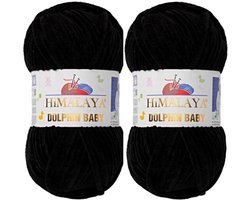 Himalaya Dolphin Baby -(2 stuks)-80311 Zwart - Dolfijn Breien Gehaakte Garen 100g - Super Zachte Omvangrijk Dikke Pluche Fluwelen Bella Chenille Wol Kind Deken Amigurumi
