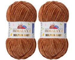 Himalaya Dolphin Baby -(2 stuks)-80337 Donkere Safraan Fluwelen Garen, Breien en Haken, 100g, Super Zacht, Fluweel Breigaren, Volumineuze Pluche, Schijnen Fluweelachtig, Chenille Dolfijn Baby Wol, Amigurumi, Velluto Velours, Breiwol, Haakgaren, Kind