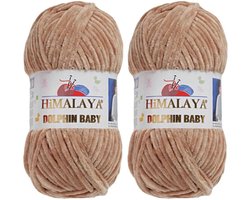 Himalaya Dolphin Baby -(2 stuks)-80365 Beige - Dolfijn Breien Gehaakte Garen 100g - Super Zachte Omvangrijk Dikke Pluche Fluwelen Bella Chenille Wol Kind Deken Amigurumi