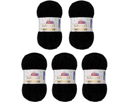 Himalaya Dolphin Baby -(5 stuks)-80311 Zwart - Dolfijn Breien Gehaakte Garen 100g - Super Zachte Omvangrijk Dikke Pluche Fluwelen Bella Chenille Wol Kind Deken Amigurumi