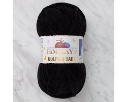 Himalaya Dolphin Baby 80311 Zwart Fluwelen Garen, Breien en Haken, 100g, Super Zacht, Fluweel Breigaren, Volumineuze Pluche, Schijnen Fluweelachtig, Chenille Dolfijn Baby Wol, Amigurumi, Velluto Velours, Breiwol, Haakgaren, Kind Deken