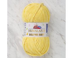 Himalaya Dolphin Baby 80313 Geel Fluwelen Garen, Breien en Haken, 100g, Super Zacht, Fluweel Breigaren, Volumineuze Pluche, Schijnen Fluweelachtig, Chenille Dolfijn Baby Wol, Amigurumi, Velluto Velours, Breiwol, Haakgaren, Kind Deken