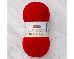 Himalaya Dolphin Baby 80318 Rood Fluwelen Garen, Breien en Haken, 100g, Super Zacht, Fluweel Breigaren, Volumineuze Pluche, Schijnen Fluweelachtig, Chenille Dolfijn Baby Wol, Amigurumi, Velluto Velours, Breiwol, Haakgaren, Kind Deken