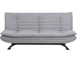 Hioshop Fanny slaapbank in lichtgrijze stof en zwart metalen onderstel