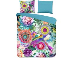 HIP dekbedovertrek mandalas, bloemen en vogels - Lits jumeaux 240x200/220 cm - Multi - 100% Katoen satijn