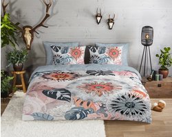 HIP dekbedovertrek mandala's en bladeren - Lits jumeaux 240x200/220 cm - Grijs - 100% Katoen flanel