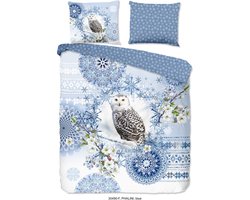 HIP Dekbedovertrek "mandala's en een sneeuwuil" - Blauw - (240x200/220 cm) - Katoen Flanel