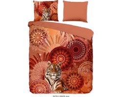 HIP dekbedovertrek mandala's en een tijer - Lits jumeaux 240x200/220 cm - Terra - 100% Katoen satijn