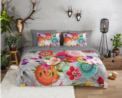 HIP dekbedovertrek mandals en bloemen - Lits jumeaux 240x200/220 cm - Multi - 100% Katoen flanel