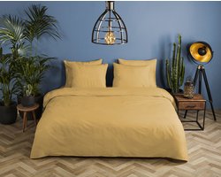 HIP Dekbedovertrek "uni dessin" - Oker - (240x200/220 cm) - Katoen Satijn