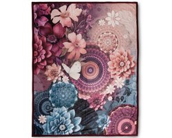 HIP Plaid 130x160 cm - Mandala en Bloemen Print - Multi - Polyvelvet - Oeko-Tex Gecertificeerd