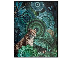 HIP Plaid 130x160 cm - Mandala en Luipaard Print - Groen/Blauw - Polyvelvet - Oeko-Tex Gecertificeerd