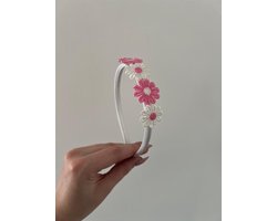 HipByLynn - Diadeem Madelief wit/roze - Haaraccessoires - Haarbandje - wit - Haaraccessoires - Kinderaccessoires