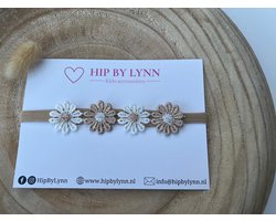 HipByLynn - Haarband Madelief wit - goud- Haarklem - Kinderaccessoires - Haaraccessoires - Haarband voor meisjes - Haarband voor Baby's