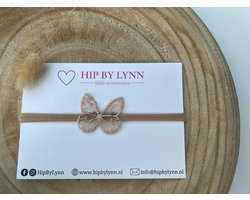 HipByLynn - Haarband vlinder beige - Haarklem - Kinderaccessoires - Haaraccessoires - Haarband voor meisjes - Haarband voor Baby''s