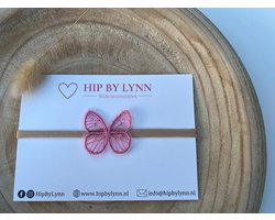 HipByLynn - Haarband vlinder roze- Haarklem - Kinderaccessoires - Haaraccessoires - Haarband voor meisjes - Haarband voor Baby's