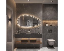 HIPP Design Phantom Organische LED spiegel - 100 x 65 cm - Directe en Indirecte LED - Spiegelverwarming - Kleurenwissel - Touch Dimmer