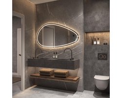 HIPP Design Phantom Organische LED spiegel - 120 x 70 cm - met Directe en Indirecte LED Verlichting - Spiegelverwarming - Kleurenwissel - Touch Dimmer