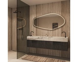 HIPP Design Phantom Spiegel - Organische LED 140 x 75 cm - Directe en Indirecte LED - Spiegelverwarming - Kleurenwissel - Touch Dimmer