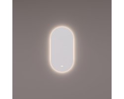 HIPP Design spiegel Ovaal-Recht PVD Geborsteld Koper met Indirecte LED Verlichting 40 x 90 x 3 cm Inclusief Spiegelverwarming. Kleurenwissel en Touch Dimmer