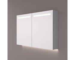 HIPP Design spiegelkast - Horizontale LED Banen en Indirecte LED Onder - 120 x 70 x 14 cm - Spiegelverwarming - 2x Geaard Stopcontact - Verstelbare Glazen Planchetten