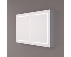 HIPP Design spiegelkast - LED Baan Rondom 100 x 70 x 14 cm + Spiegelverwarming + 2x Geaard Stopcontact + Verstelbare Glazen Planchetten