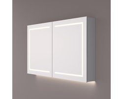 HIPP Design spiegelkast - LED Baan Rondom - Indirecte LED Verlichting Onder - 160x70x14 cm - Spiegelverwarming - 2x Geaard Stopcontact - Verstelbare Glazen Planchetten