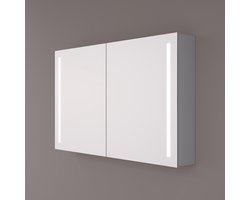 HIPP Design spiegelkast - Verticale LED Banen 160 x 70 x 14 cm - Spiegelverwarming - 2x Geaard Stopcontact - Verstelbare Glazen Planchetten