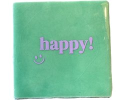 Hippe tegeltje met tekst: Happy | Mint | Pastel paars | Gepersonaliseerde cadeau | Hippe Spreuktegel | Nieuwe woning cadeau | Verjaardagscadeau | Verjaardag | Birthday | Housewarming cadeau