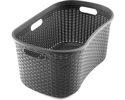 Hipster wasmand van faux rotan - houtskool - 40 liter
