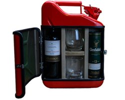 His & Hers Giftset - Rood - Stijlvolle Jerrycan 10L - Inclusief 2 Glazen - Uniek Cadeau voor Koppels en Vrienden - Perfect voor Mancave of Thuisbar