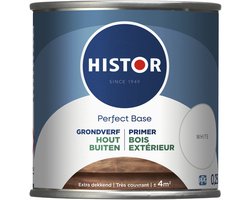 Histor Perfect Base Grondverf - Houtverf - Primer Verf voor Buiten - Weerbestendige Verf met UV bescherming - Ideaal voor Schuttingen en Tuinmeubelen - Wit - 0.25 L