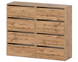 HIT Wotan Oak - Modulaire Schoenenkast - 3 Delig - 6 Planken - Eiken Look
