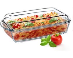 Hittebestendige glazen ovenschaal met deksel en handgrepen - 3,95 L - Geschikt voor braden, lasagne en meer