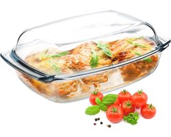 Hittebestendige Glazen Ovenschaal - Vuurvast Servies voor Gestoofde Gerechten en Lasagne - 4,1 Liter