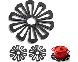 Hittebestendige onderzetters - 4-delige set - Hittebestendige placemats - Onderzetters - Hittebestendig - Antislip onderzetters voor pannen - Geschikt voor aanrechtbladen, eettafels en het plaatsen van kommen, borden en theepotten-15,8 x 15,8cm-Zwart