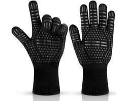 Hittebestendige oven en barbecue handschoenen - antislip siliconen dot handschoenen - een maat geschikt voor de meeste - ideaal voor ovens, barbecues, bakken en koken - zwart