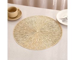 Hittebestendige placemats - gouden placemats - rond - set van 4 placemats - 38 cm, geschikt voor eettafels, onderzetters, feesten, familiebijeenkomsten en andere gelegenheden.
