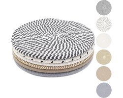 Hittebestendige Placemats - Hittebestendige mat - Set van 6 – Geweven Katoen – Onderzetters voor Pannen, Borden, Kopjes – Antislip – Keukenaccessoire – Diameter: 20 cm